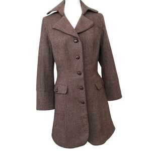 Goode Rider Herringbone Brown Wool Blend Equestrian‎ Dress Coat L (12)